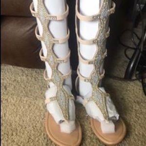 Pink gladiator sandals